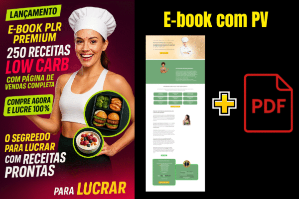 E-BOOK PLR PREMIUM 250 RECEITAS LOW CARB COM PÁGINA DE VENDAS COMPLETA (1)